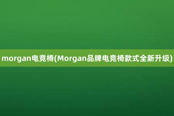 morgan电竞椅(Morgan品牌电竞椅款式全新升级)